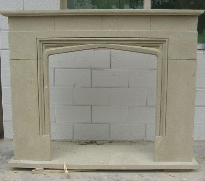 Beige Sandstone Fireplace